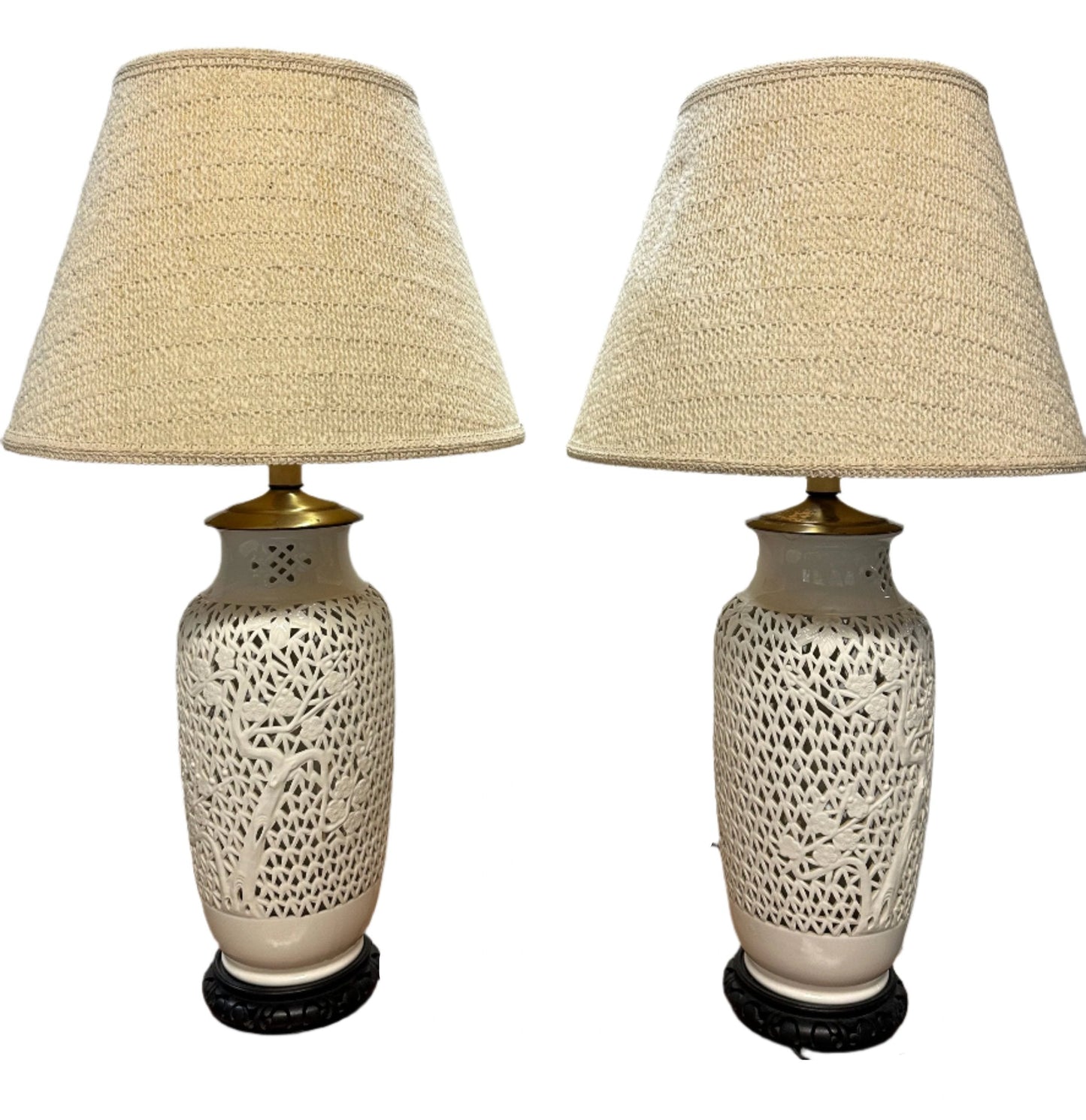 SOLD – 1960s Pair of Blanc De Chine Articulated table lamps