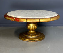 Load image into Gallery viewer, Hollywood Regency Round Cocktail Table in Gold &amp; Marble in Style of James Mont