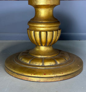 Hollywood Regency Round Cocktail Table in Gold & Marble in Style of James Mont