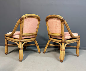 1980s Pencil Reed and Leather Table And Four Chairs by Henry Link