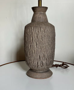 1960s Design Technics Ceramic Table Lamp with Deeply Incised Decor Mid Century