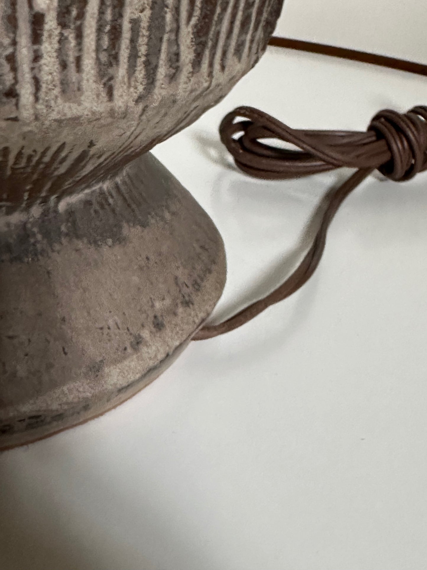 SOLD – 1960s Design Technics Ceramic Table Lamp with Deeply Incised Decor Mid Century