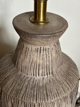 Load image into Gallery viewer, 1960s Design Technics Ceramic Table Lamp with Deeply Incised Decor Mid Century