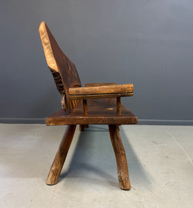 1970s Outsider Artist Country Solid Slab Bench with Marquetry Barn Scene