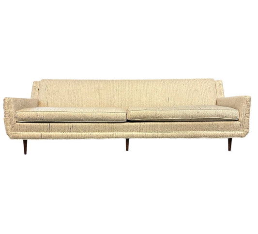 Early Milo Baughman Style Mid Century Large Sofa on Walnut Legs
