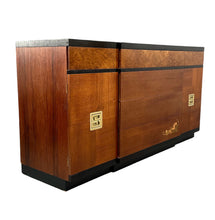 Load image into Gallery viewer, 1940s Art Deco Vanleigh Walnut Server with Inlaid Flowers and Burl Accents