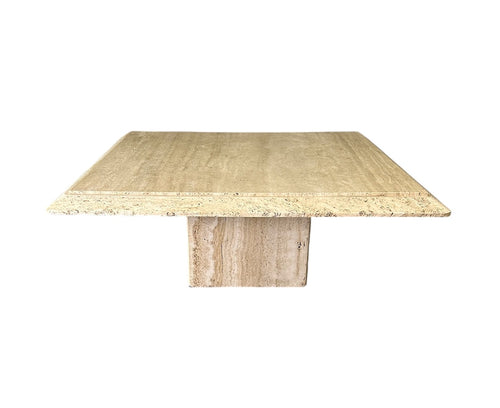 1970s Square Travertine Coffee Table with Beautiful Unhoned Edge