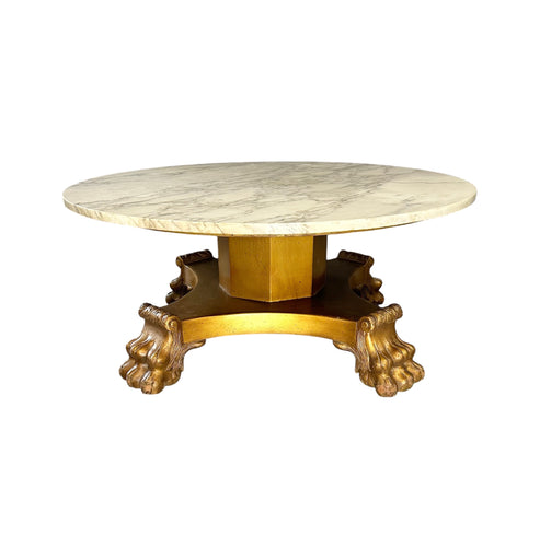 20th Century Empire Style Hollywood Regency Coffee Table with Marble Top