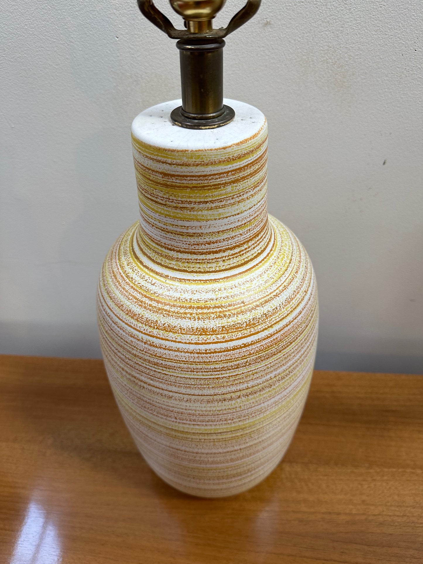 1960s Design Technics Pair of Ceramic Table Lamps in Orange and Yellow