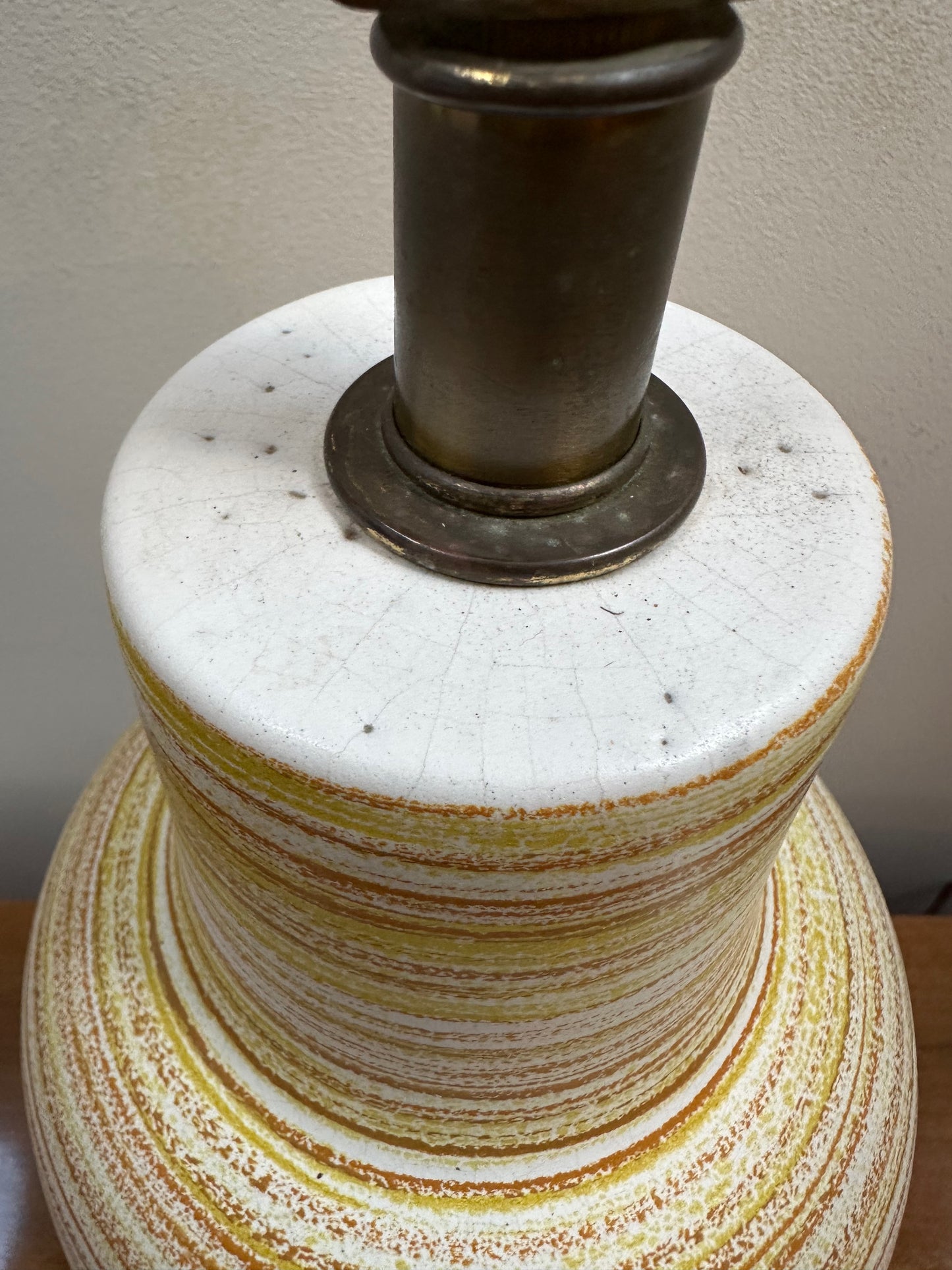 1960s Design Technics Pair of Ceramic Table Lamps in Orange and Yellow