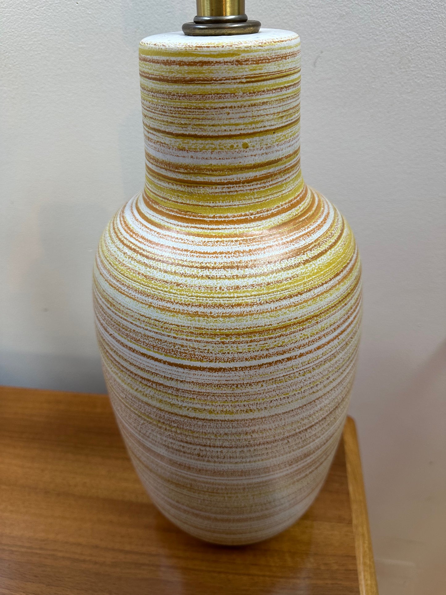 1960s Design Technics Pair of Ceramic Table Lamps in Orange and Yellow