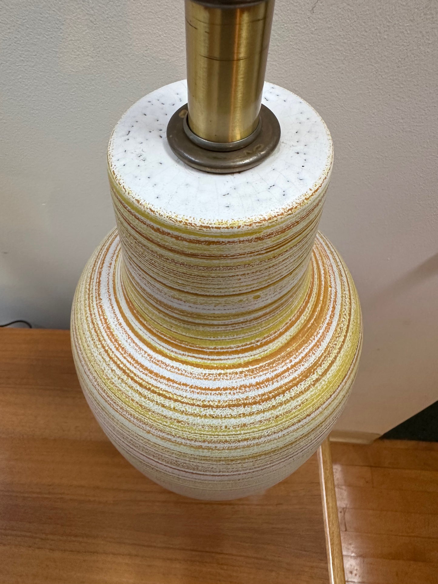 1960s Design Technics Pair of Ceramic Table Lamps in Orange and Yellow