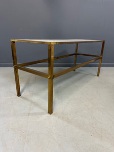 1970s Brass Console Table with Vitrolite white top