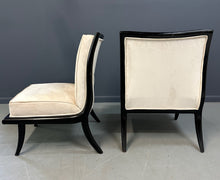 Load image into Gallery viewer, Mid Century Ebonized Slipper Chairs in the Style of Robsjohn-Gibbings