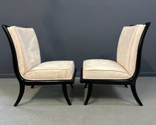 Load image into Gallery viewer, Mid Century Ebonized Slipper Chairs in the Style of Robsjohn-Gibbings