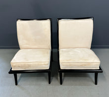 Load image into Gallery viewer, Mid Century Ebonized Slipper Chairs in the Style of Robsjohn-Gibbings