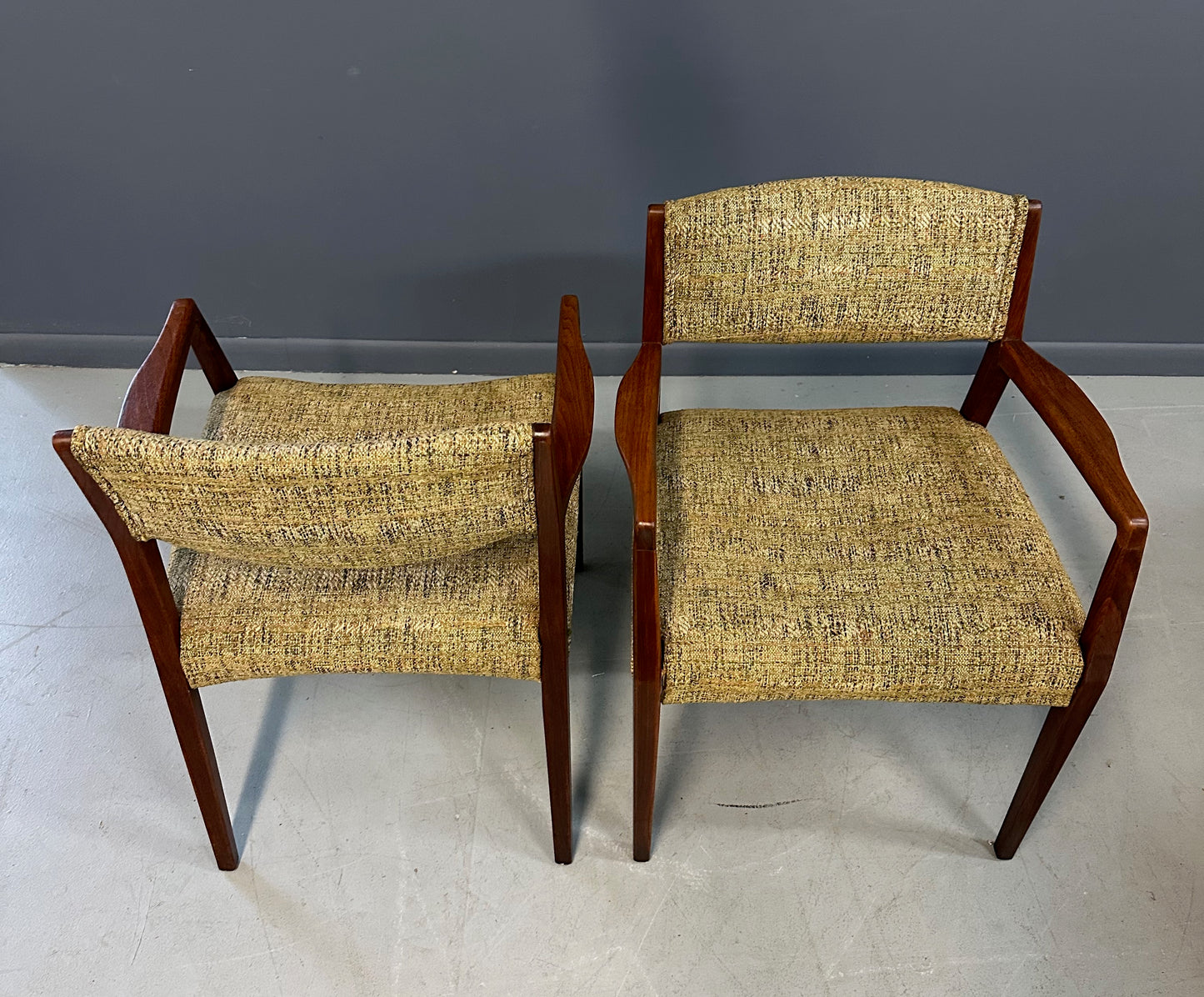 SOLD – Pair of Mid Century Walnut Armchairs in the Style of Jens Risom