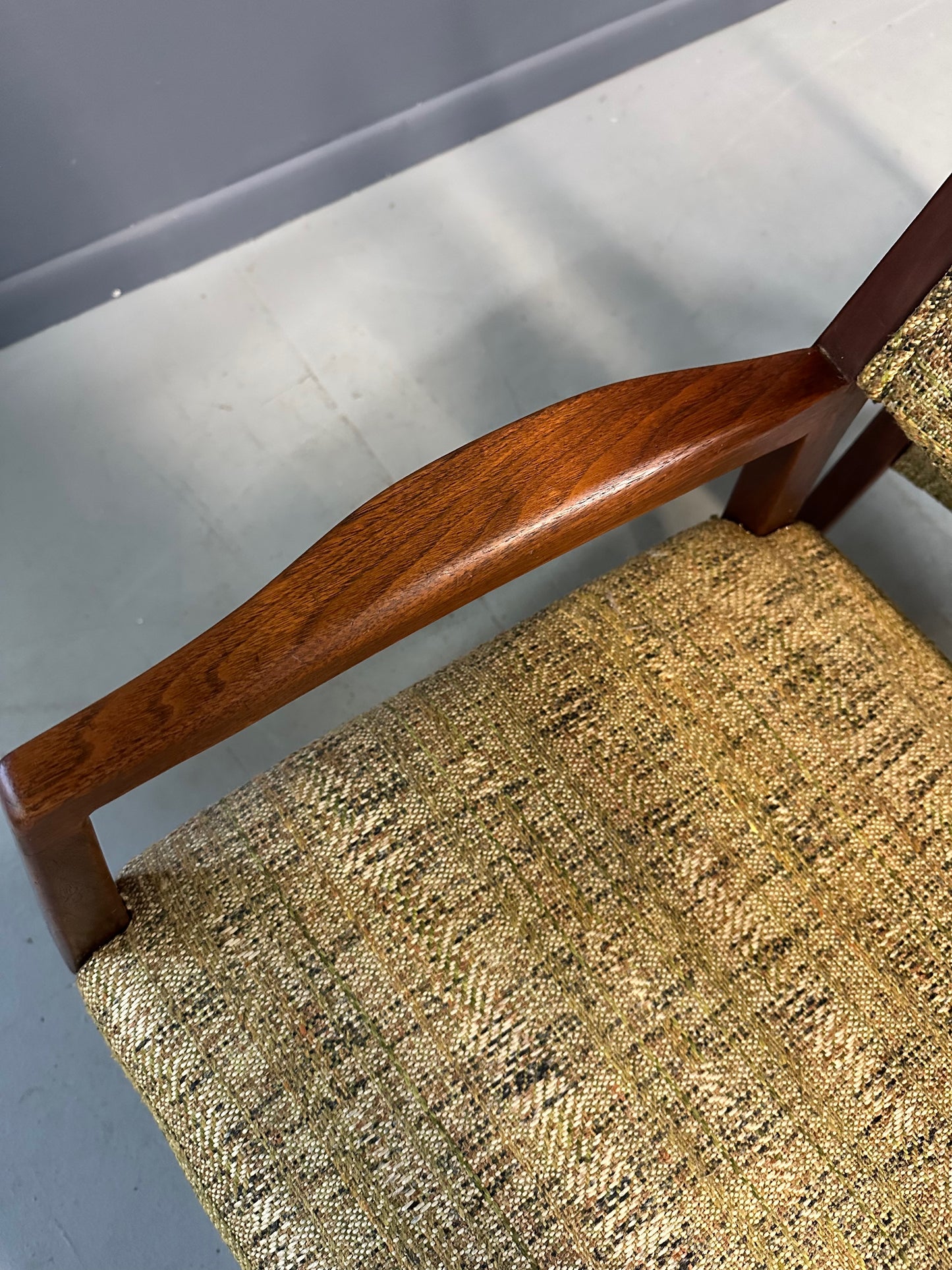 SOLD – Pair of Mid Century Walnut Armchairs in the Style of Jens Risom