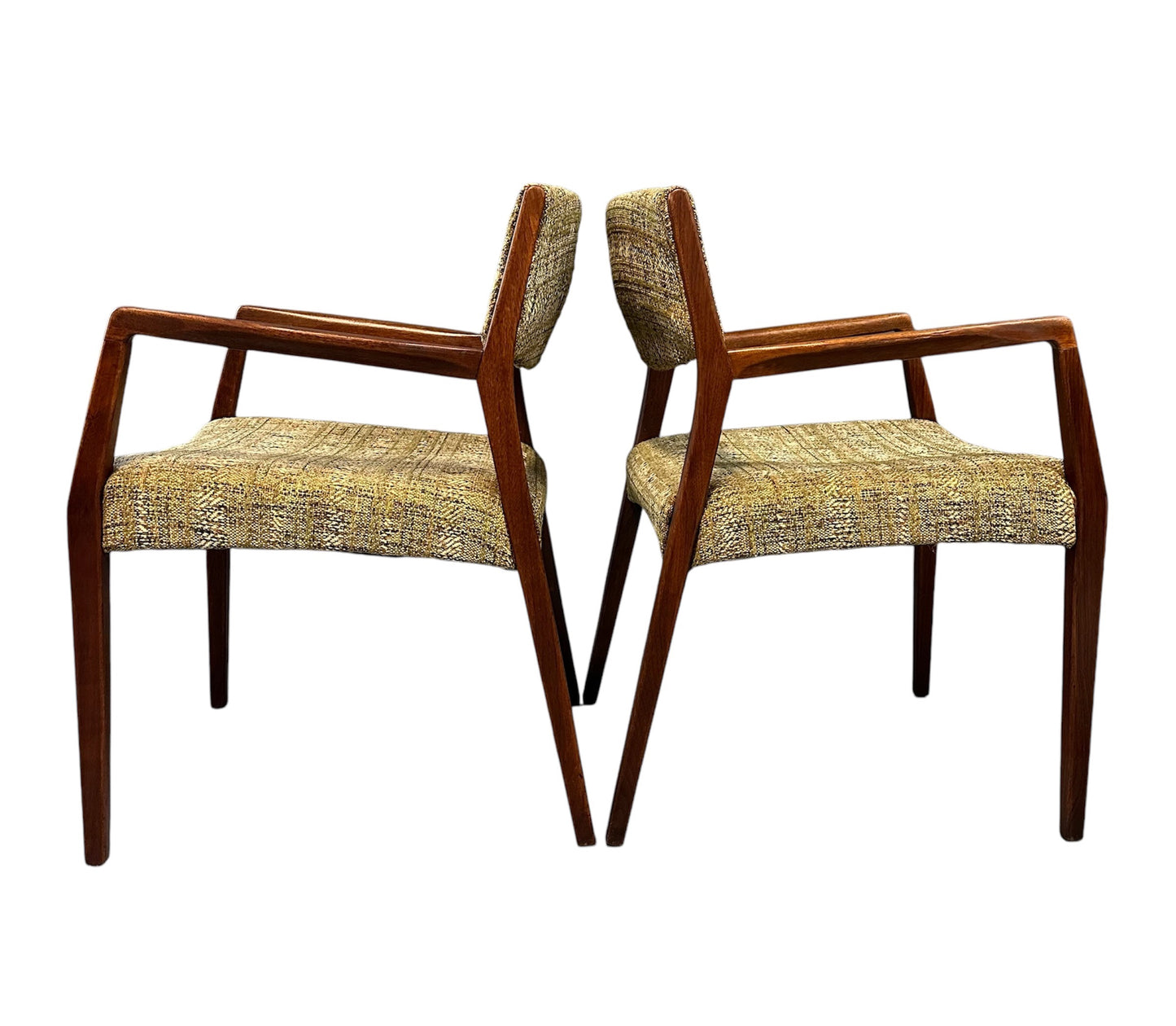 SOLD – Pair of Mid Century Walnut Armchairs in the Style of Jens Risom