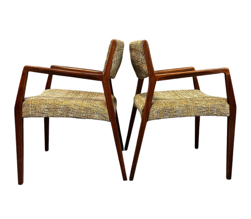 Pair of Mid Century Walnut Armchairs in the Style of Jens Risom