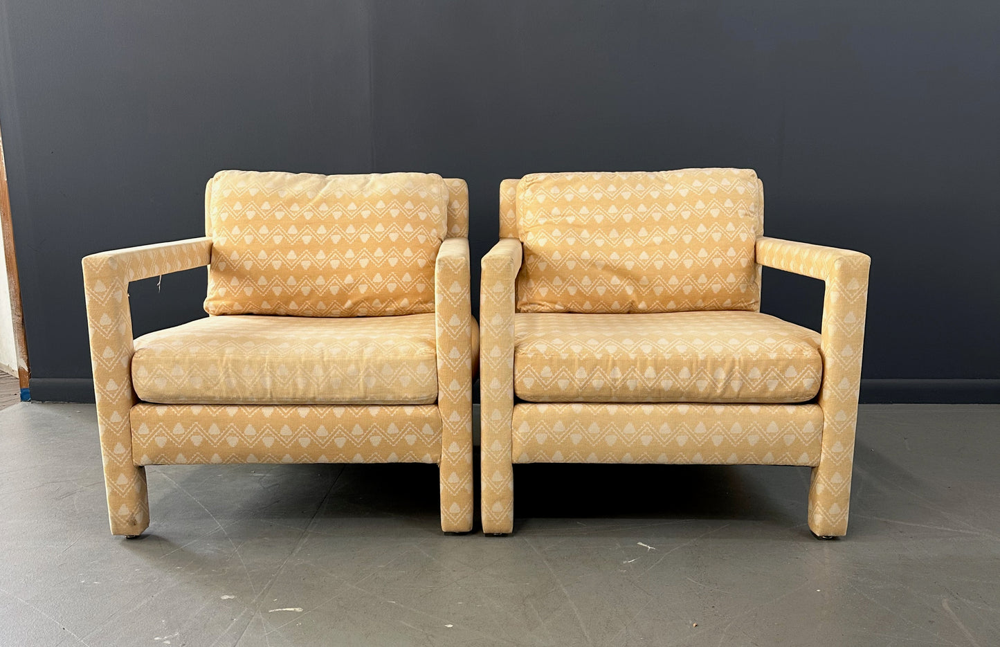 SOLD – Milo Baughman Style Pair of Parsons Chairs Mid Century