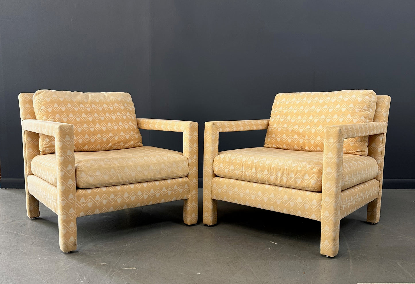SOLD – Milo Baughman Style Pair of Parsons Chairs Mid Century