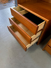 Load image into Gallery viewer, Pair of Mobican Teak Midcentury Three Drawer Nightstands