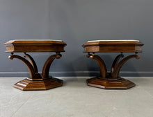 Load image into Gallery viewer, Pair of Hollywood Regency Octagonal Calacatta Marble Side Tables