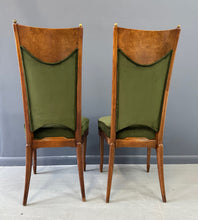 Load image into Gallery viewer, Set of Seven Mastercraft Attributed Burl and Velvet Dining Chairs Hollywood Regency