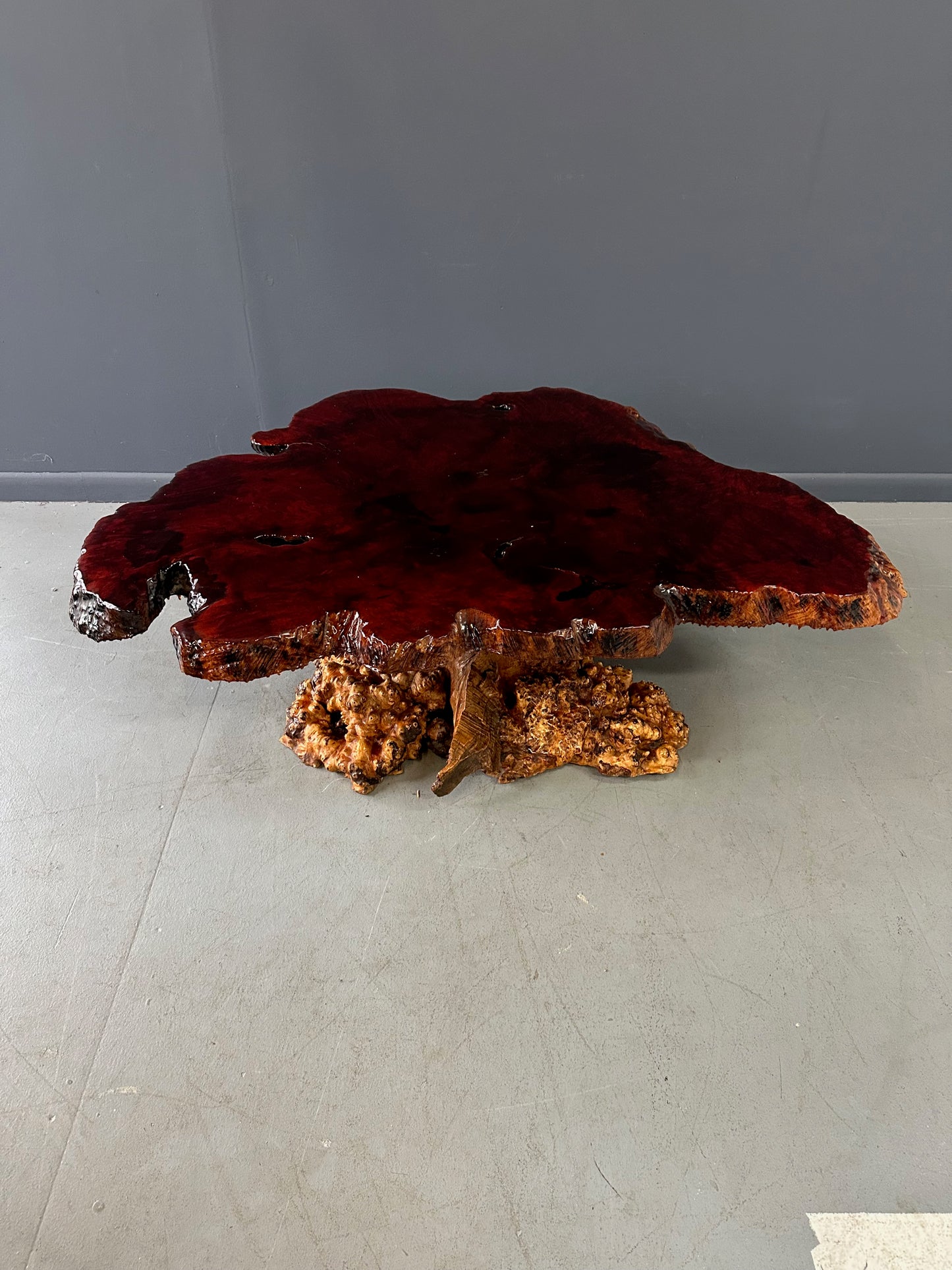 SOLD – 1960-70's Vintage California Redwood Burl Table Mid Century