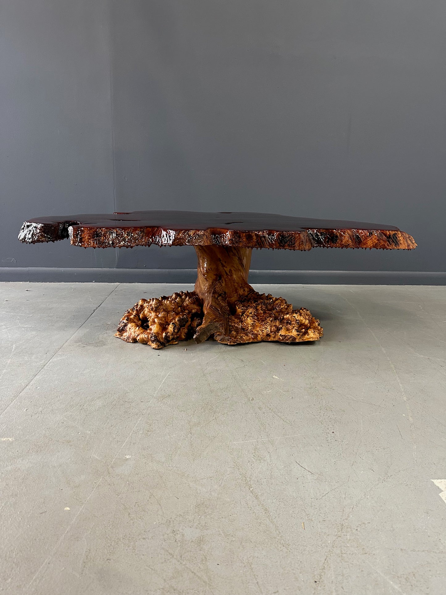 SOLD – 1960-70's Vintage California Redwood Burl Table Mid Century