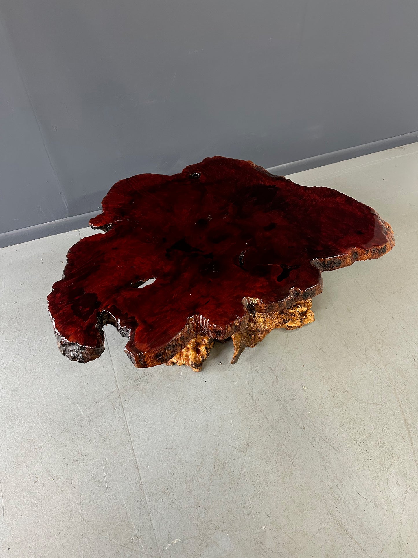SOLD – 1960-70's Vintage California Redwood Burl Table Mid Century