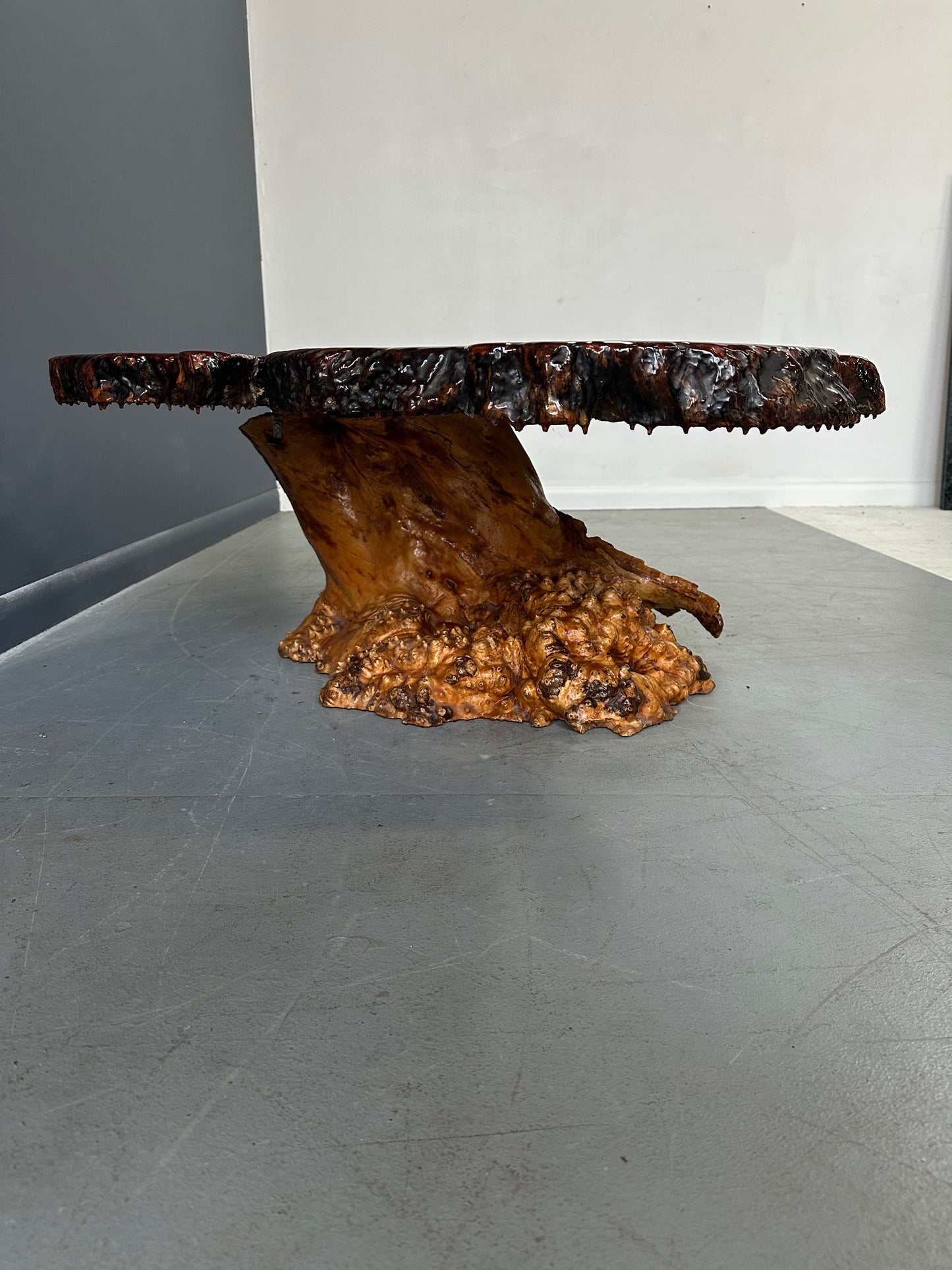SOLD – 1960-70's Vintage California Redwood Burl Table Mid Century