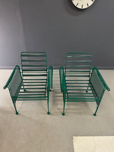 Pair of Metal Lounge Chairs By Woodard in the Style of Josef Hoffman