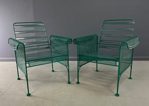 Pair of Metal Lounge Chairs By Woodard in the Style of Josef Hoffman