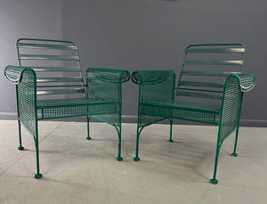 Pair of Metal Lounge Chairs By Woodard in the Style of Josef Hoffman