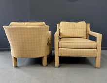 Load image into Gallery viewer, Pair of Drexel Parsons Style Chairs with Curvaceous Backs Mid Century