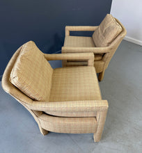 Load image into Gallery viewer, Pair of Drexel Parsons Style Chairs with Curvaceous Backs Mid Century