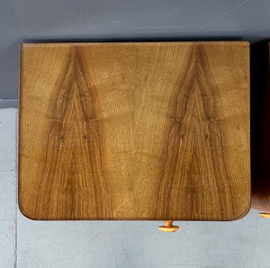 Art Deco Sculptural Nightstands With Bookmatched Burl Veneer