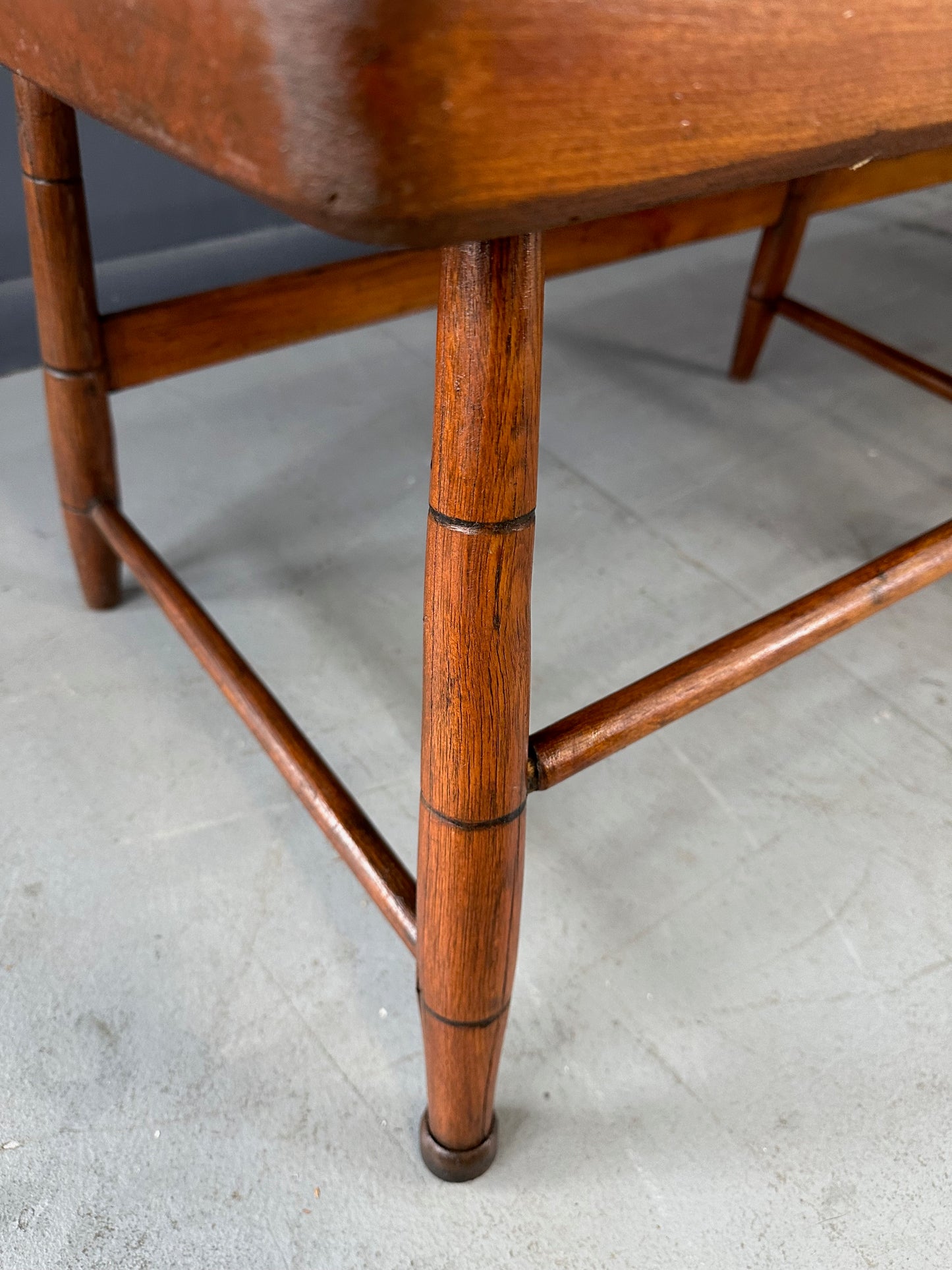 SOLD – Antique Pine Rustic Spindle Back Long Deacon's Bench