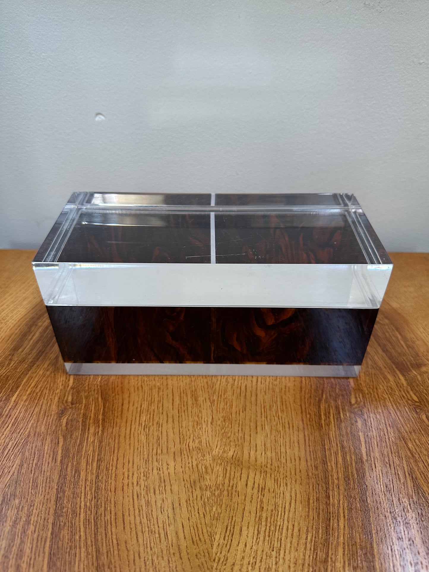 Mid Century Philippe Cheverny Lucite and Faux Tortoise Shell Trinket Box