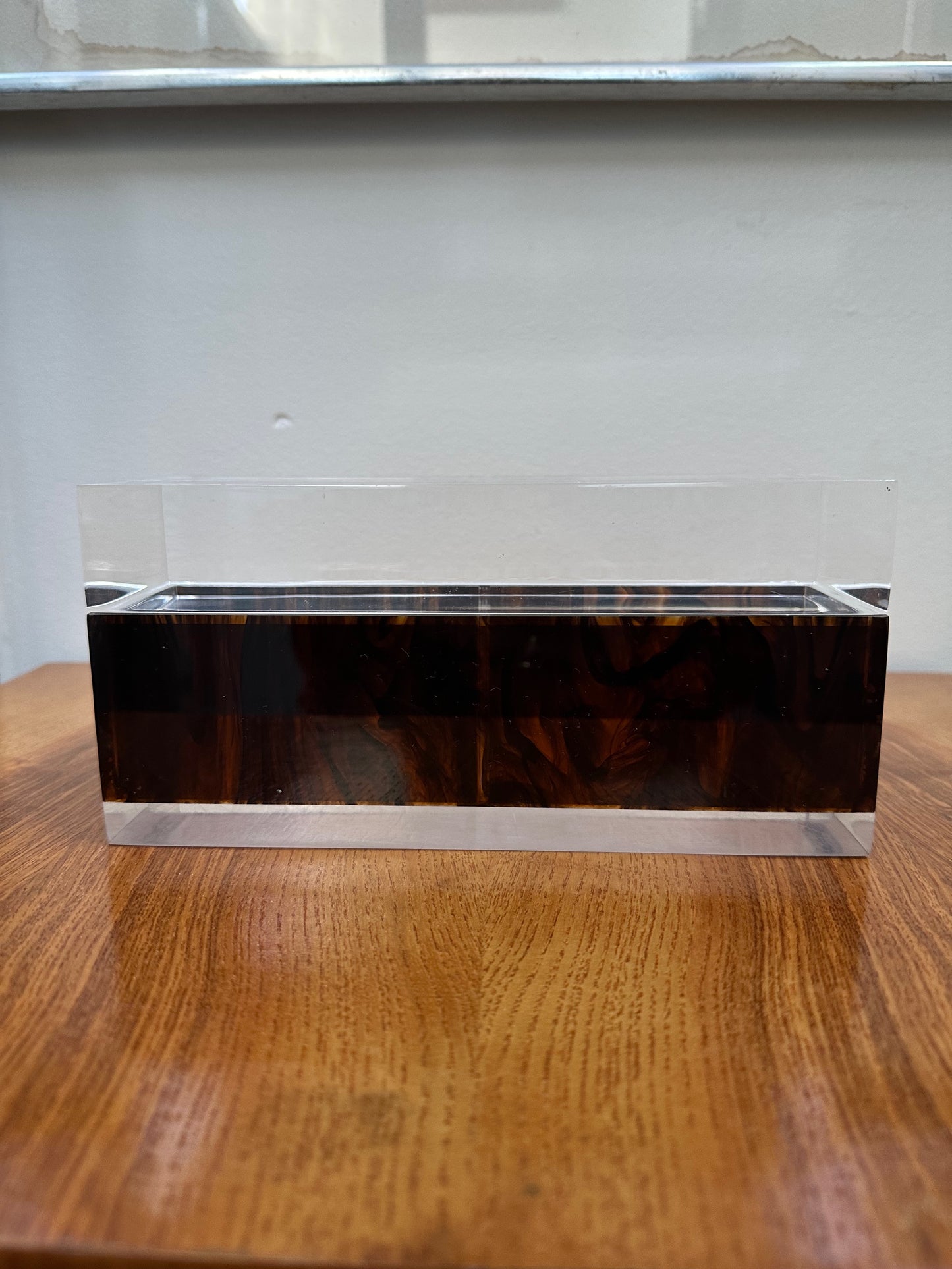 Mid Century Philippe Cheverny Lucite and Faux Tortoise Shell Trinket Box