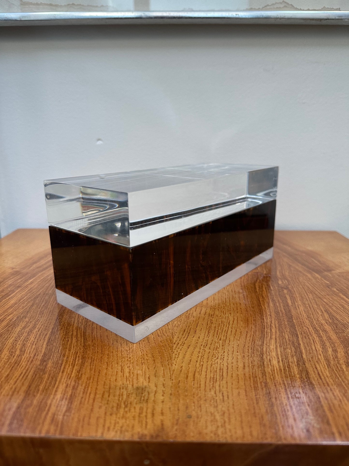 Mid Century Philippe Cheverny Lucite and Faux Tortoise Shell Trinket Box
