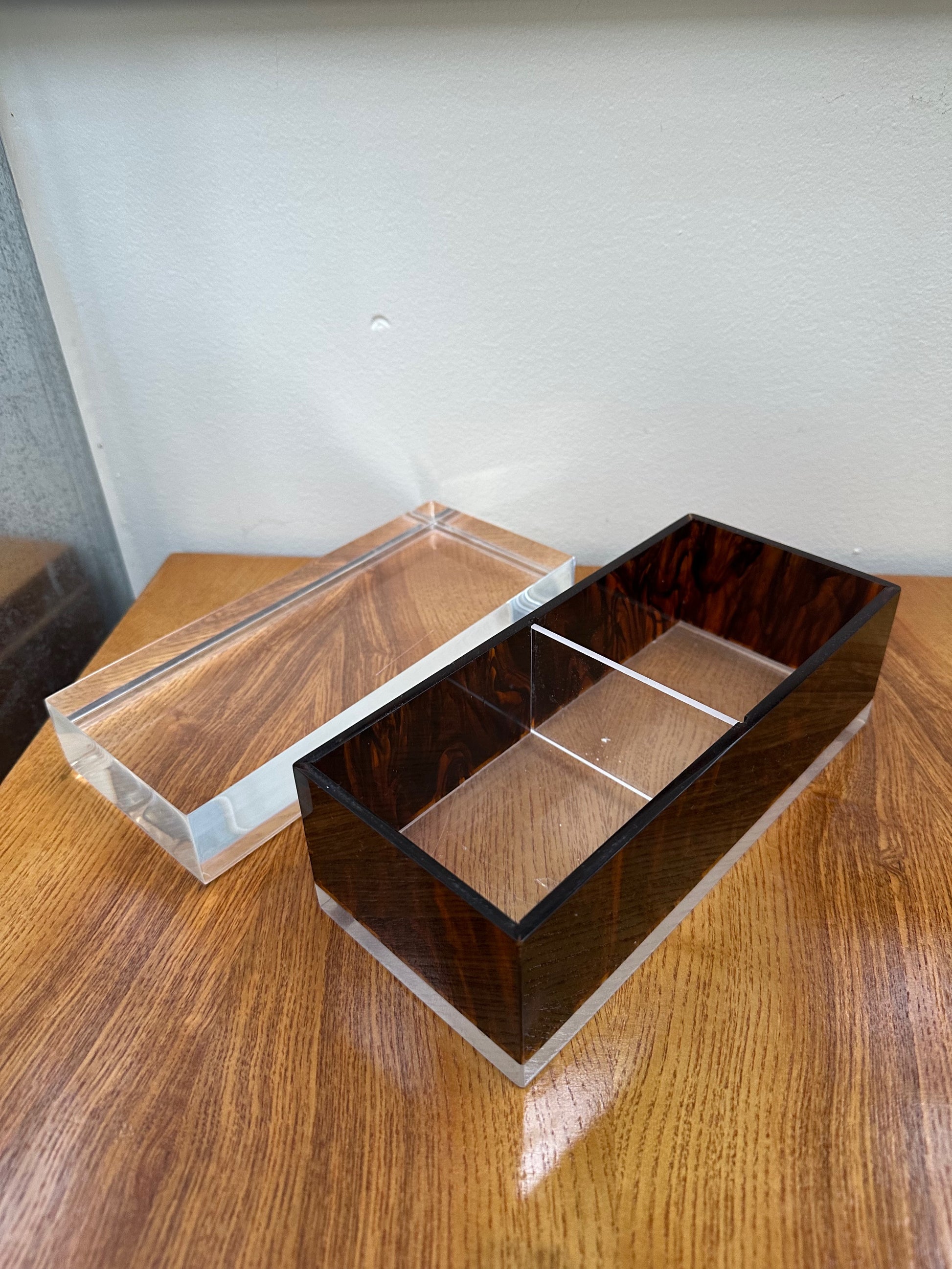 Mid Century Philippe Cheverny Lucite and Faux Tortoise Shell Trinket Box