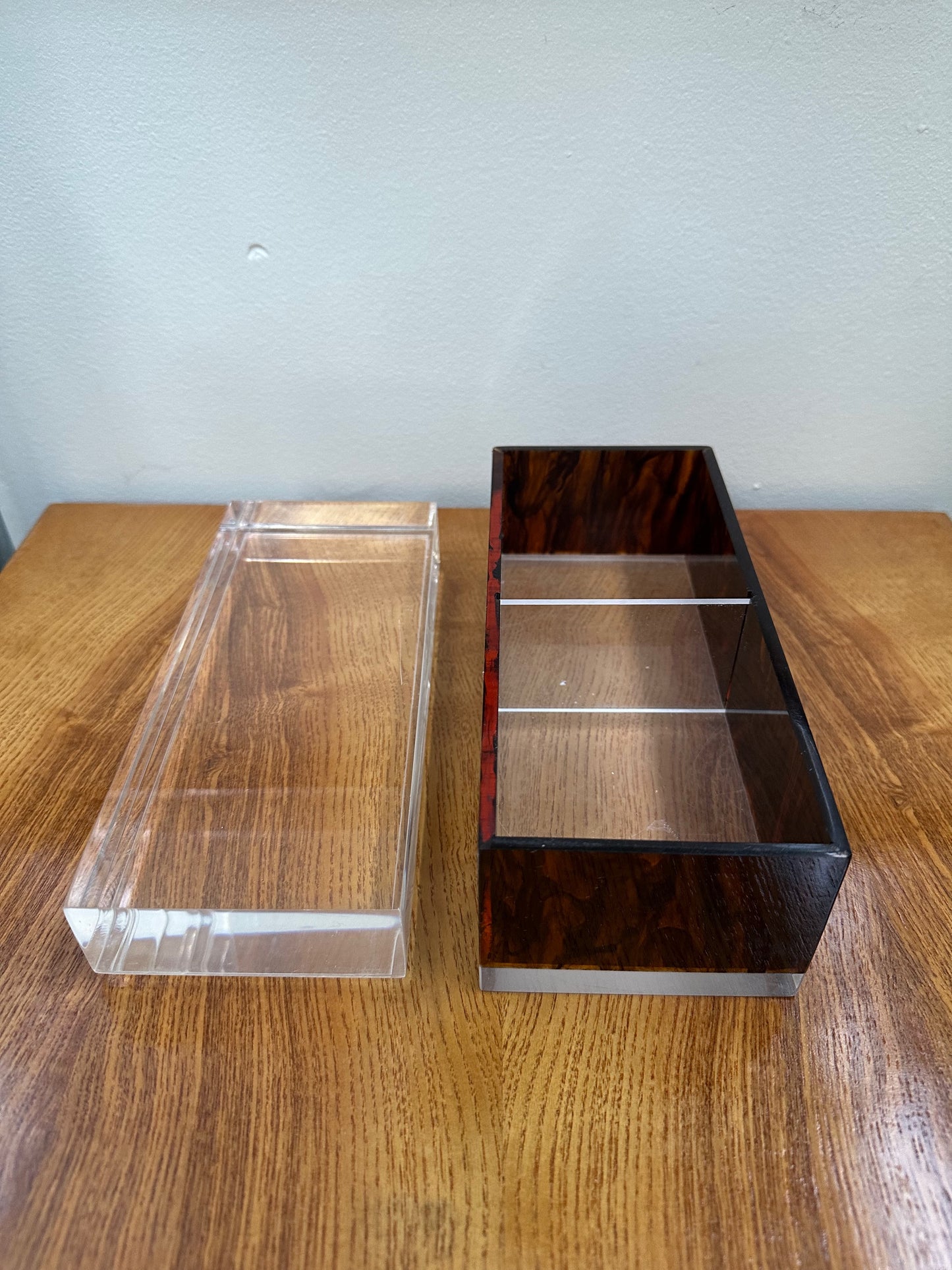 Mid Century Philippe Cheverny Lucite and Faux Tortoise Shell Trinket Box