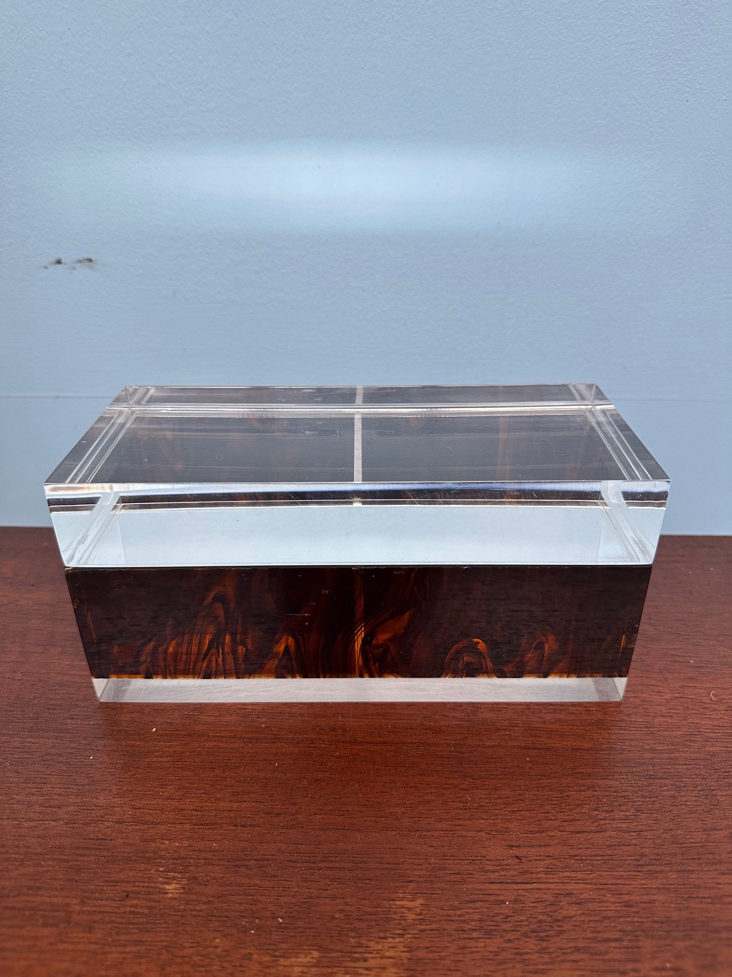 Mid Century Philippe Cheverny Lucite and Faux Tortoise Shell Trinket Box