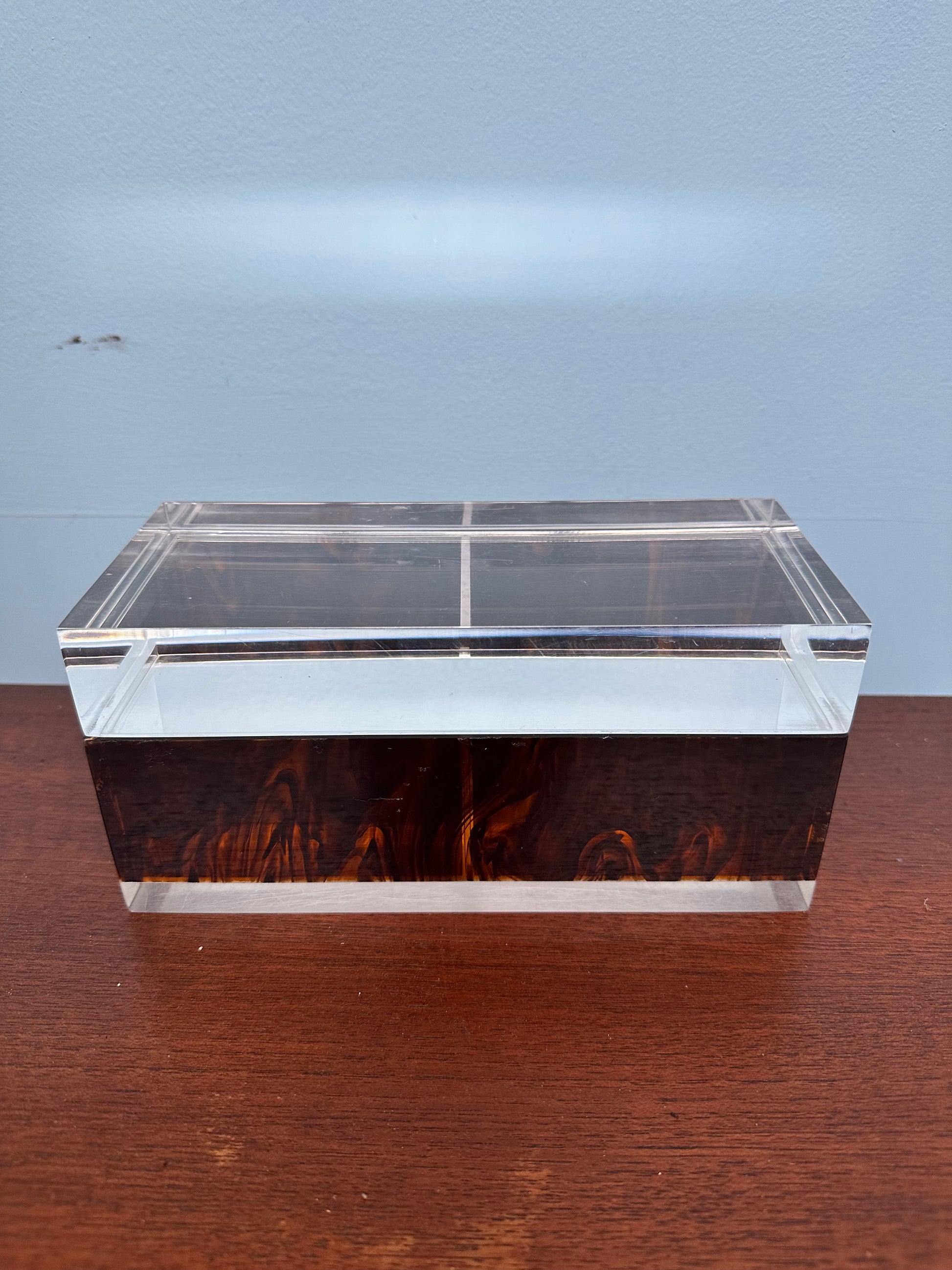 Mid Century Philippe Cheverny Lucite and Faux Tortoise Shell Trinket Box