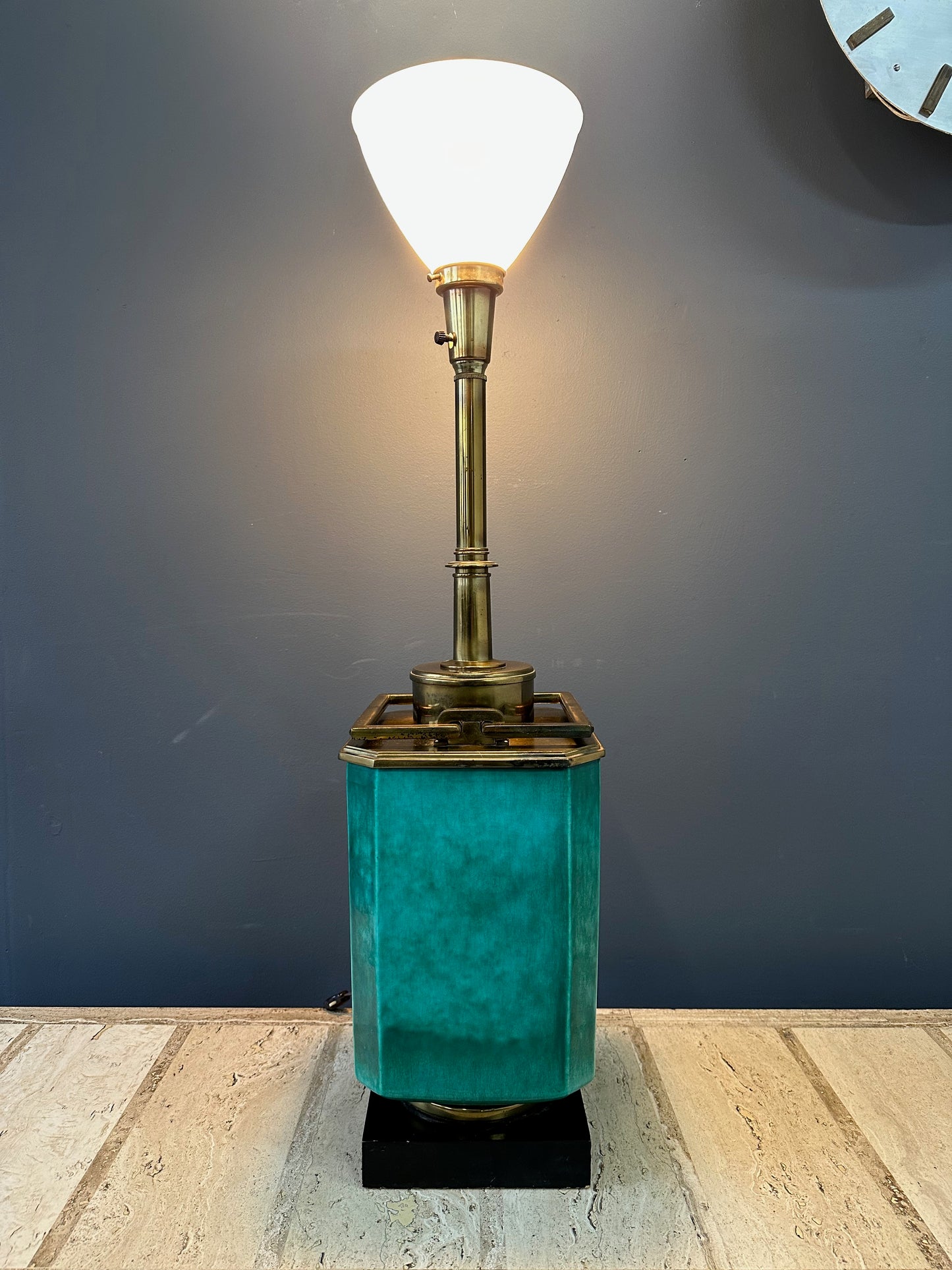 SOLD – Impressive Ceramic and Brass Table Lamp by Edwin Cole for Stiffel