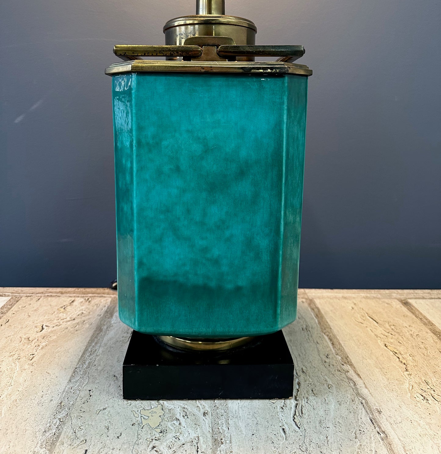 SOLD – Impressive Ceramic and Brass Table Lamp by Edwin Cole for Stiffel