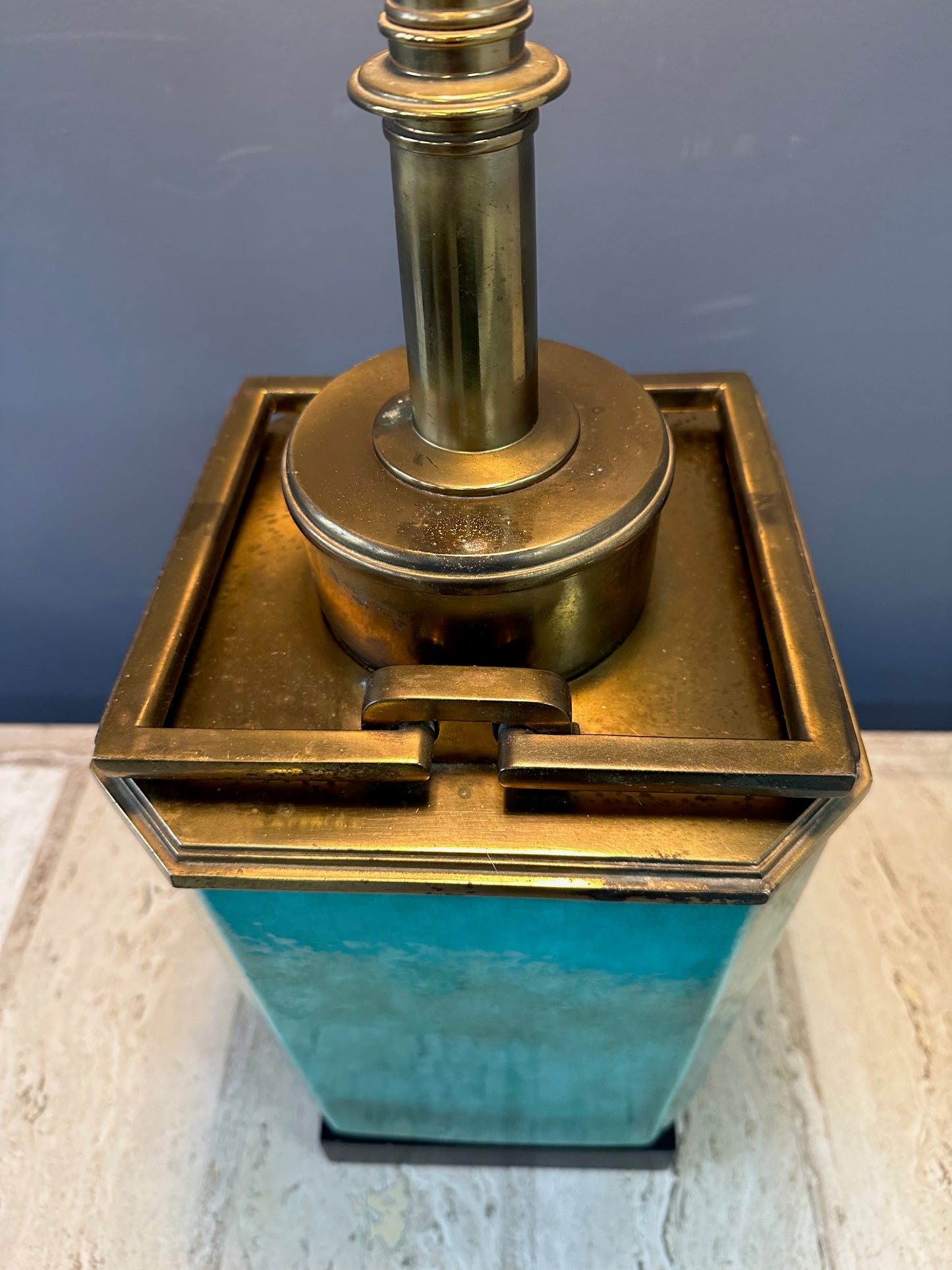 SOLD – Impressive Ceramic and Brass Table Lamp by Edwin Cole for Stiffel